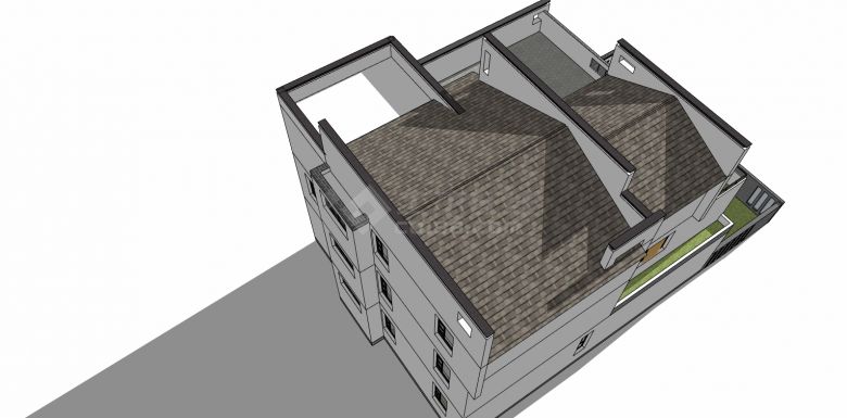 前院双坡屋顶白墙中式别墅su模型-图二