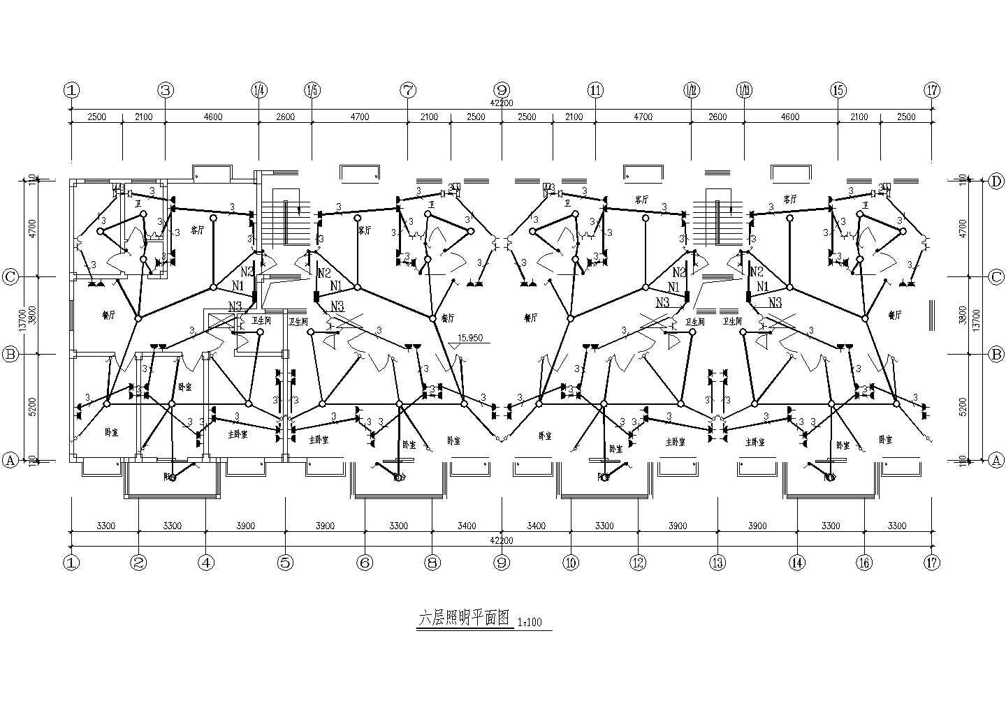 多层住宅电气设计CAD平面图纸