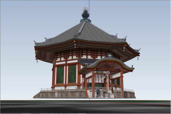 日式多边形公共建筑su模型_图1