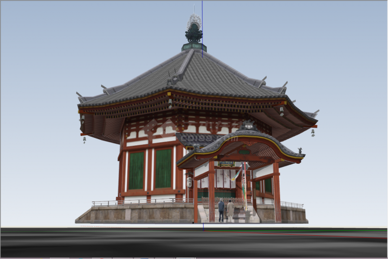 日式多边形公共建筑su模型-图一