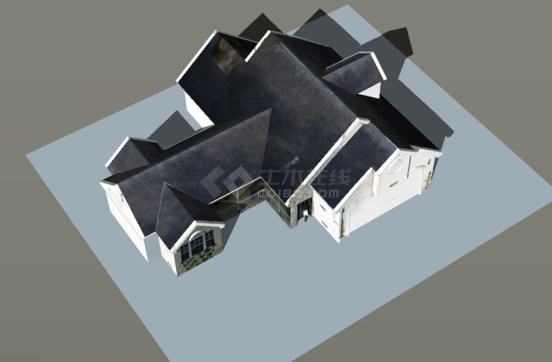 欧洲古典独栋带阁楼式双层住宅su模型-图二