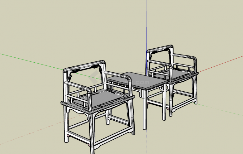 中式客厅套装椅家具su模型-图二