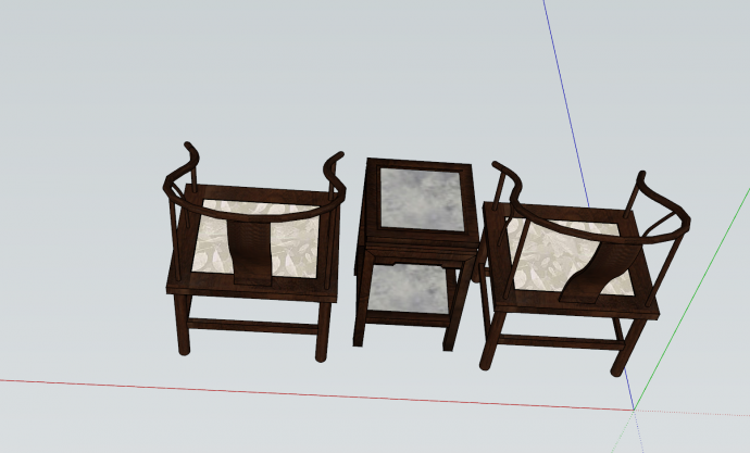 中式客厅红木太师椅套装家具su模型_图1