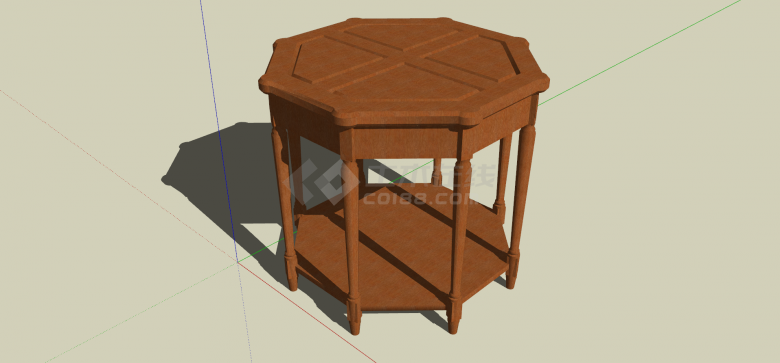 古典木制中式家具圆桌su模型-图一