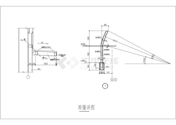 某钢结构厂房雨篷节点CAD设计详图-图一