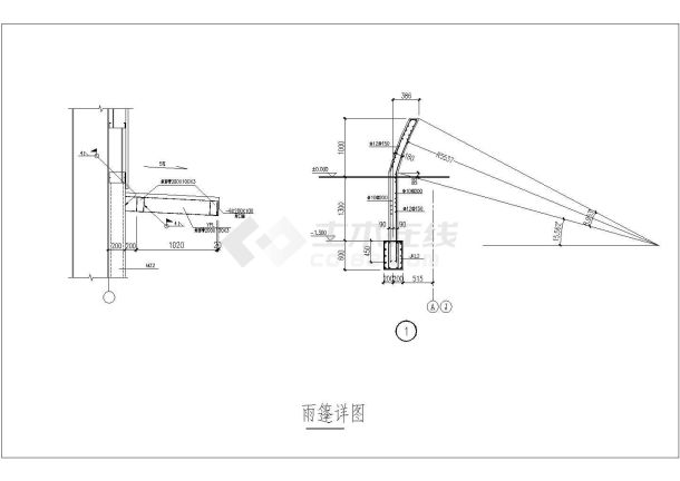 某钢结构厂房雨篷节点CAD设计详图-图二