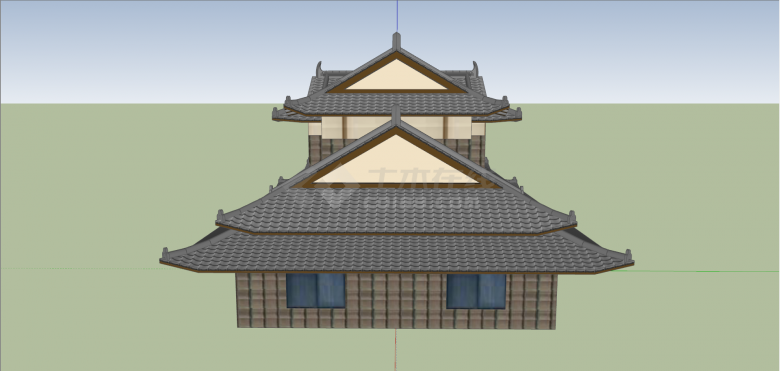 日式古代房屋建筑su模型-图一