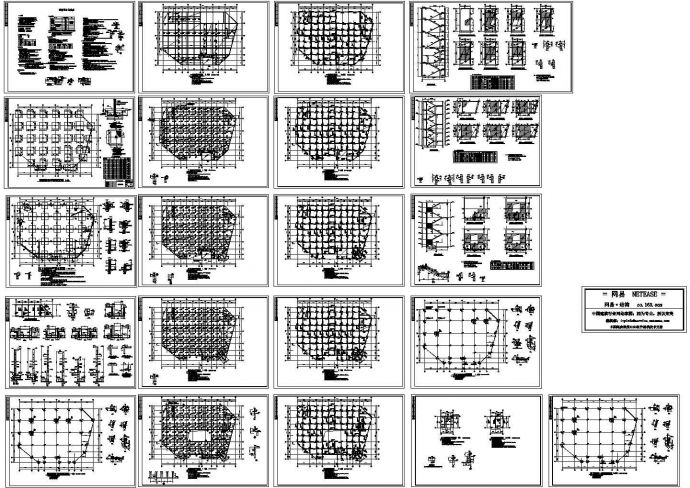 四洲商城框架结构设计施工cad图纸，共二十一张_图1