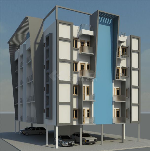 四层公寓BIM项目模型-图一