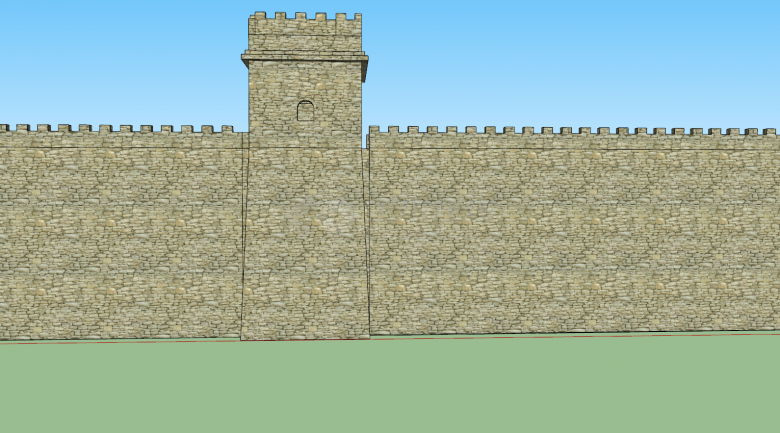 规模宏大中式典型城墙su模型-图一