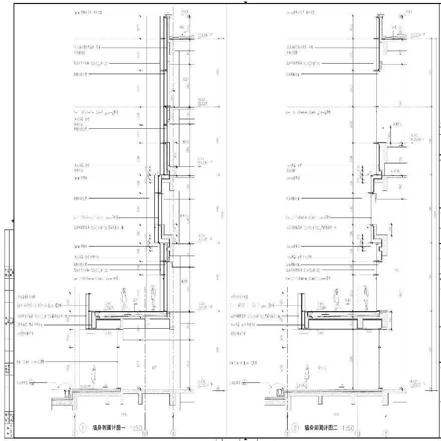 高清幕墙墙身cad详细设计大样图-图一