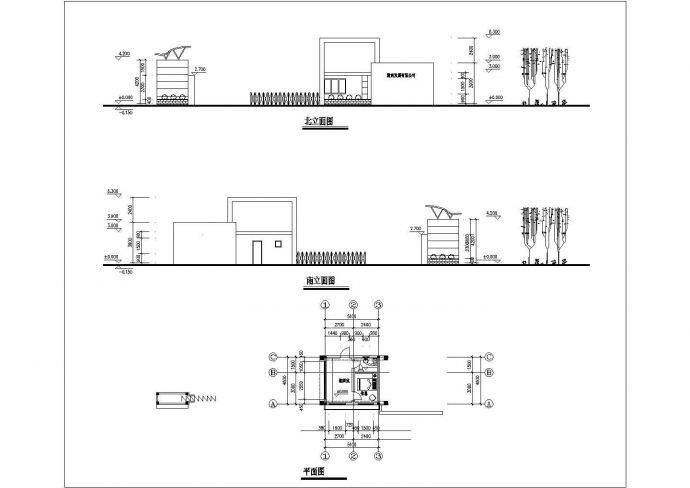 门卫建筑施工设计CAD全套图纸_图1