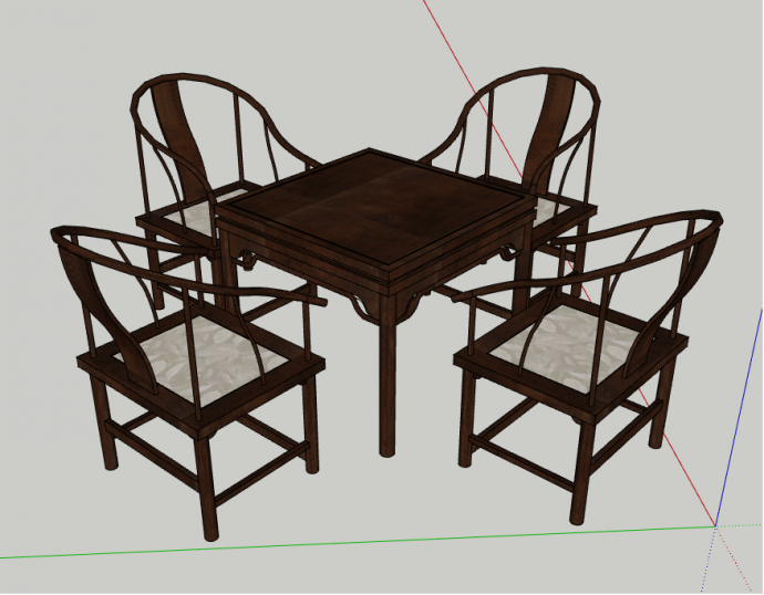 新中式古典木质大气四方桌椅家具su模型_图1