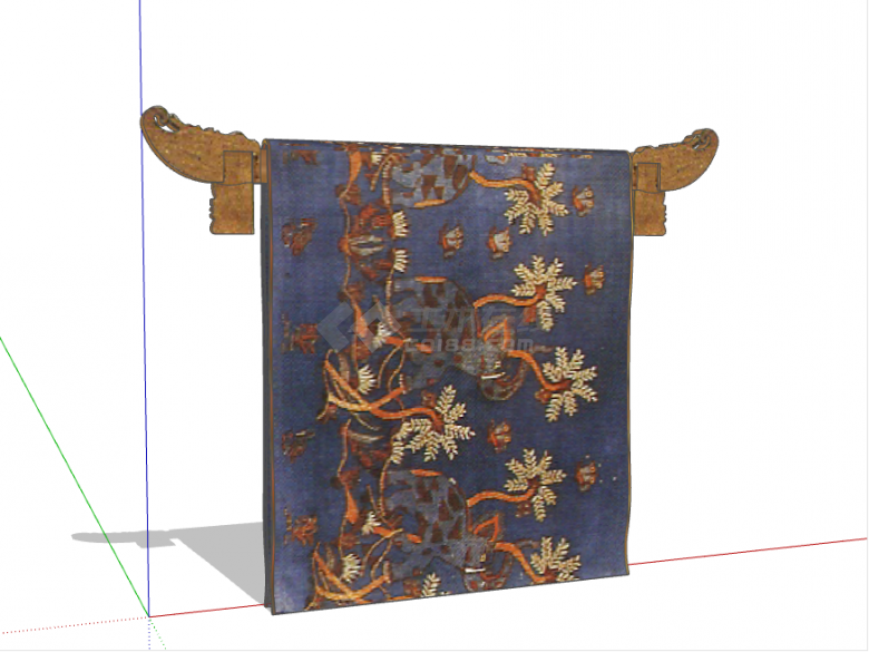 中式复古木质架子挡风装饰su模型-图二