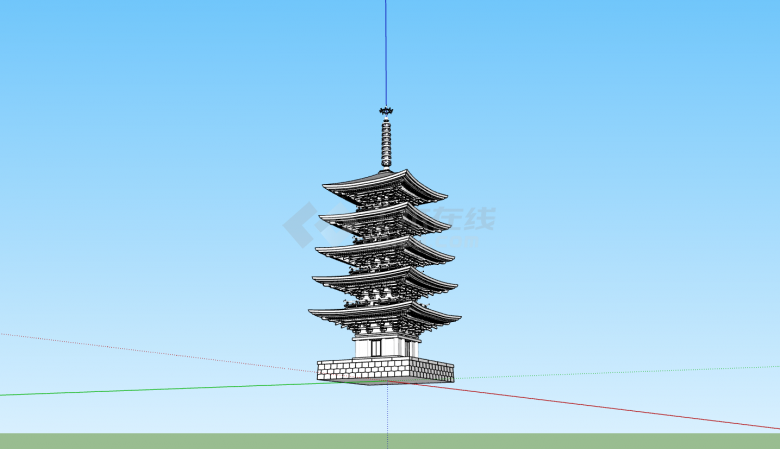 日本简约高层宝塔建筑su模型-图一