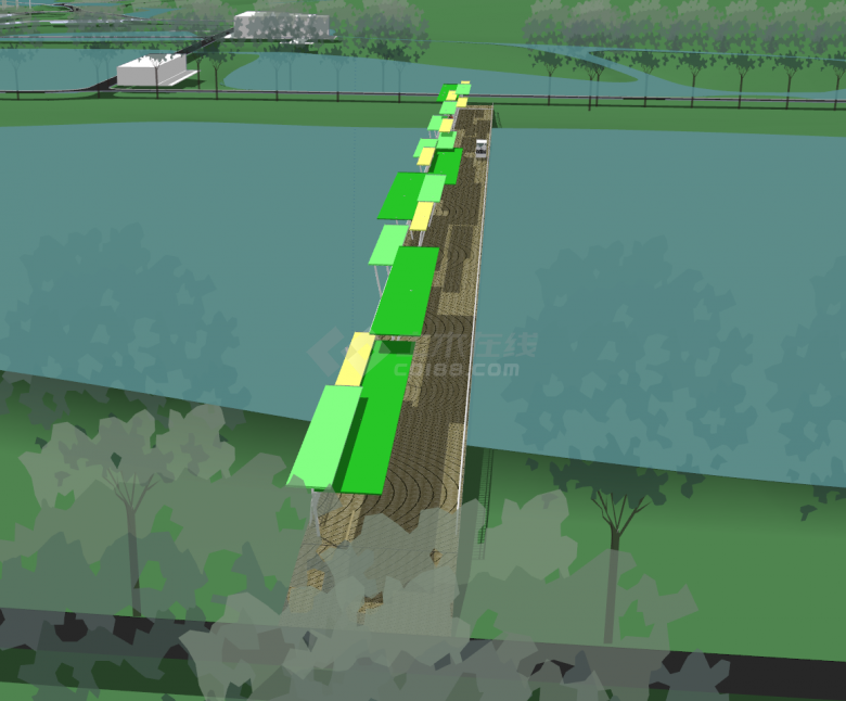 现代湿地彩桥海绵城市项目su模型-图一