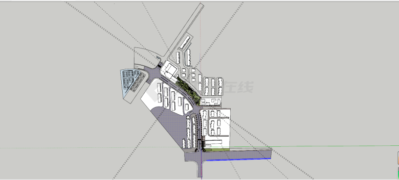 大规模现代风格公共建筑su模型-图一