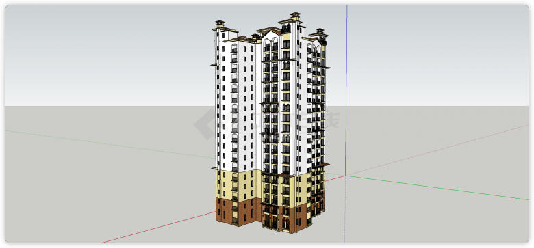 高层风车型住宅建筑su模型-图二