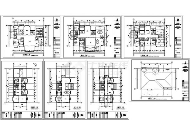二层半住宅楼建筑设计施工cad图纸，共七张-图二
