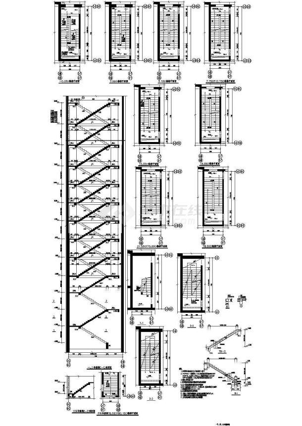 某建筑工程剪刀梯构造施工详图-图一