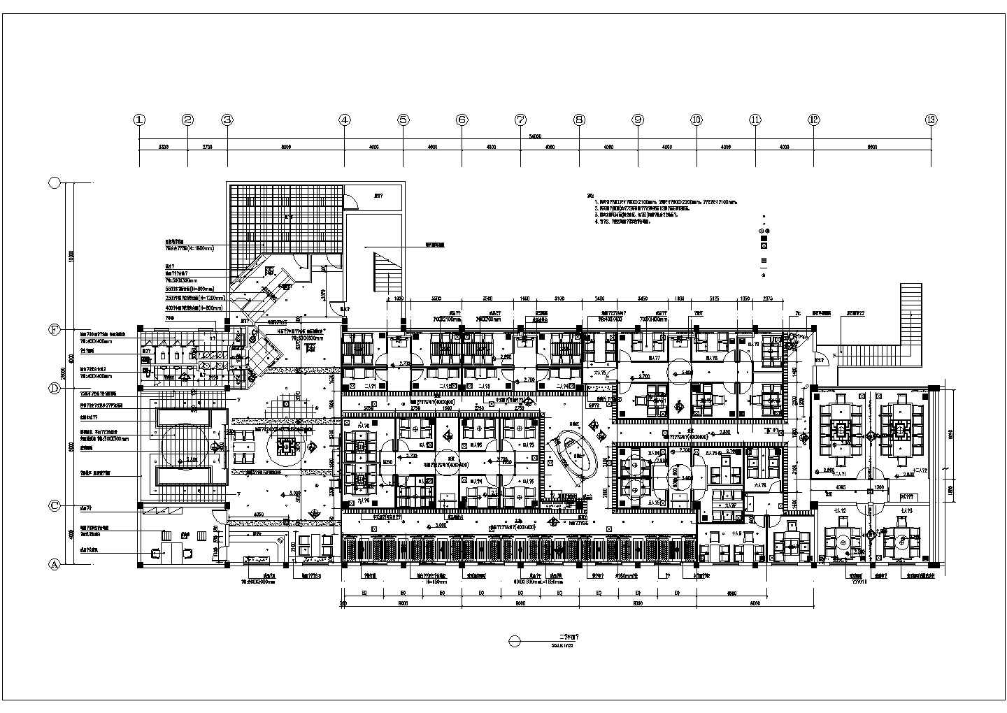 某长54米 宽26米 二层五星级会所茶吧CAD室内节点装修 含平立面及各位置详图