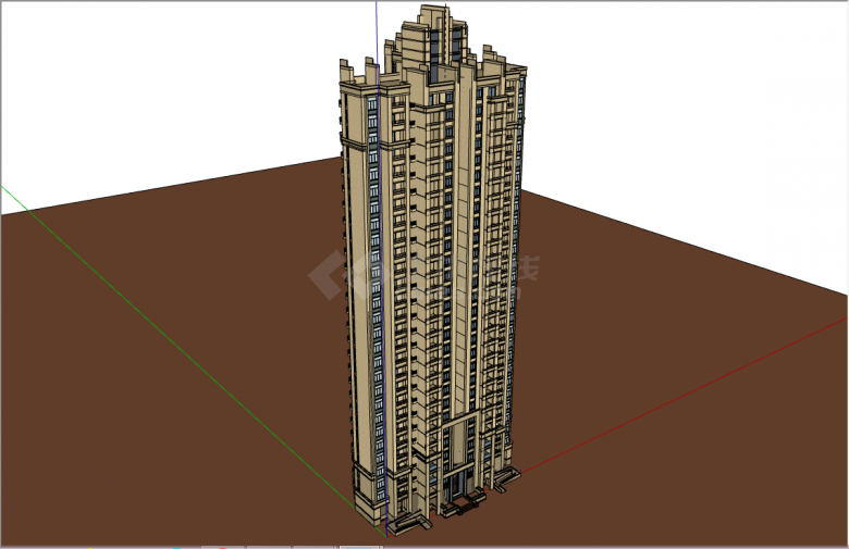 现代高层住宅户型楼su模型-图二