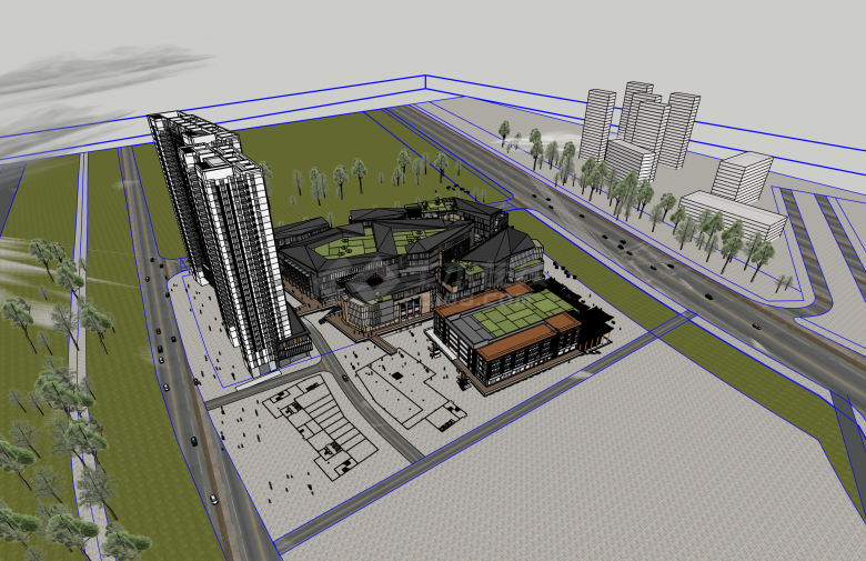 大型城市规划建筑su模型-图二