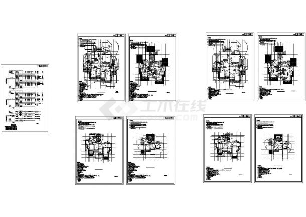 一套4层3户U型别墅电气系统图-图二