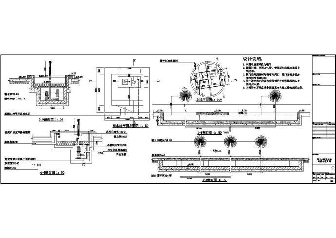 圆形水池及喷泉给排水布置图CAD_图1