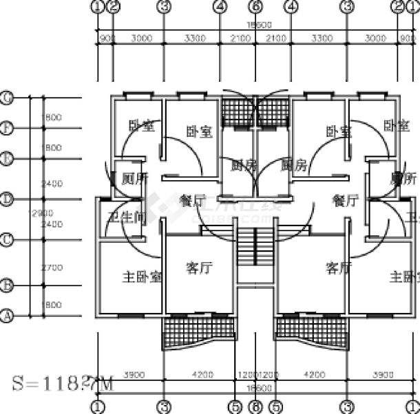 某小型住宅户形平面设计图-图一