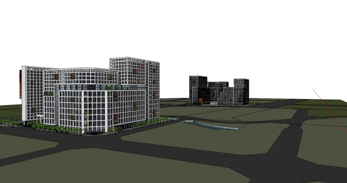 两座现代风格商业大厦su模型_图1