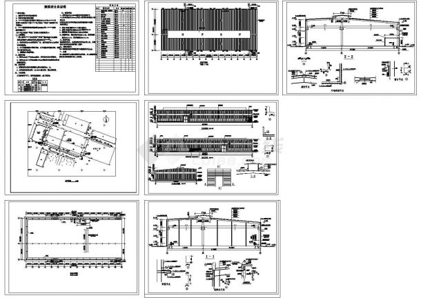 某电力设备厂单层轻钢门式钢架结构厂房设计cad全套建筑施工图（含设计说明，含总平面）-图一