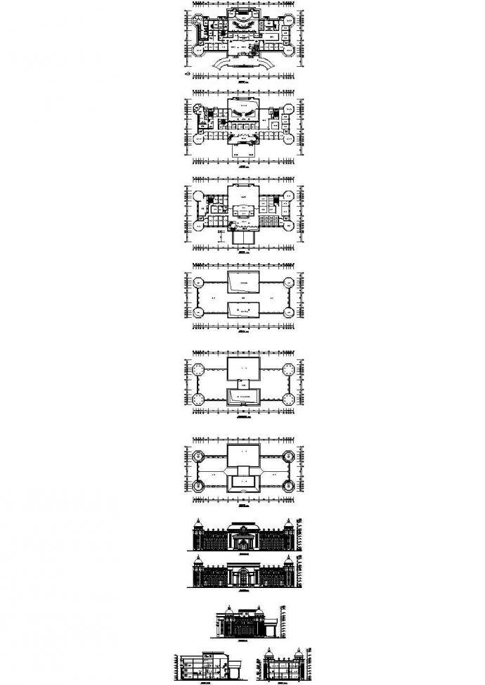 某三层欧式对称酒店建筑设计方案图纸_图1