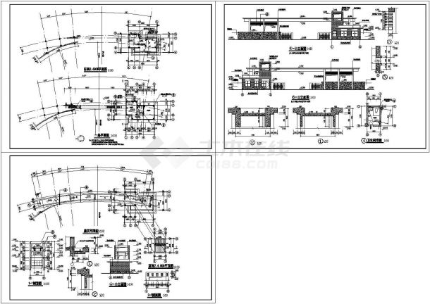 某景区大门建筑施工全套设计cad图（含一层平面图 ，卫生间详图）-图一