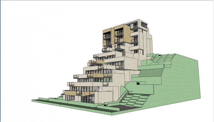 阶梯式中式古典别墅su模型_图1