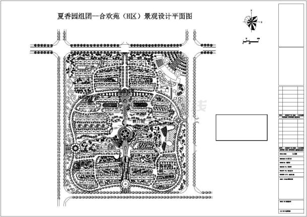 夏香园组团合欢苑景观设计平面图-图一