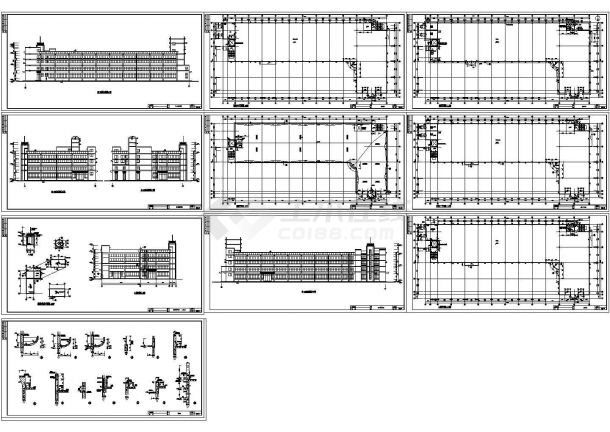 某多层框架结构大空间厂房设计cad全套建筑施工图（标注详细）-图二