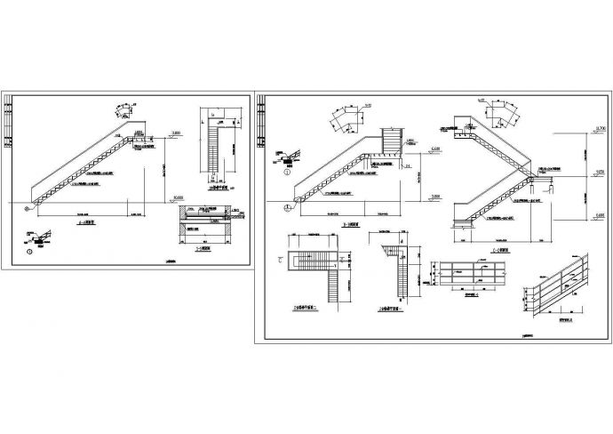 简单式钢结构楼梯cad设计平面立面剖面图_图1