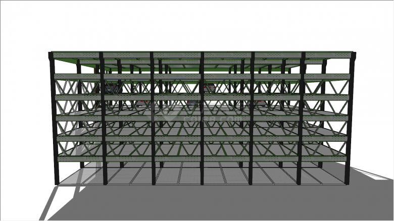 多层美式多位停车场su模型-图二