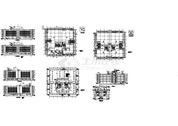 某五层厂房大厦施工CAD图纸 平面图，立面图，机房平面图-图一