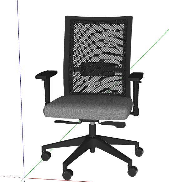 布制黑色网状办公椅椅子吧椅su模型_图1