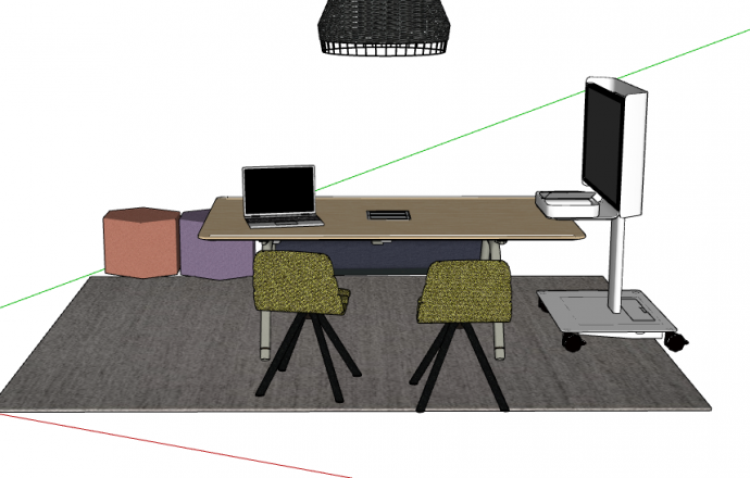 现代简约风办公桌会议桌 su模型_图1