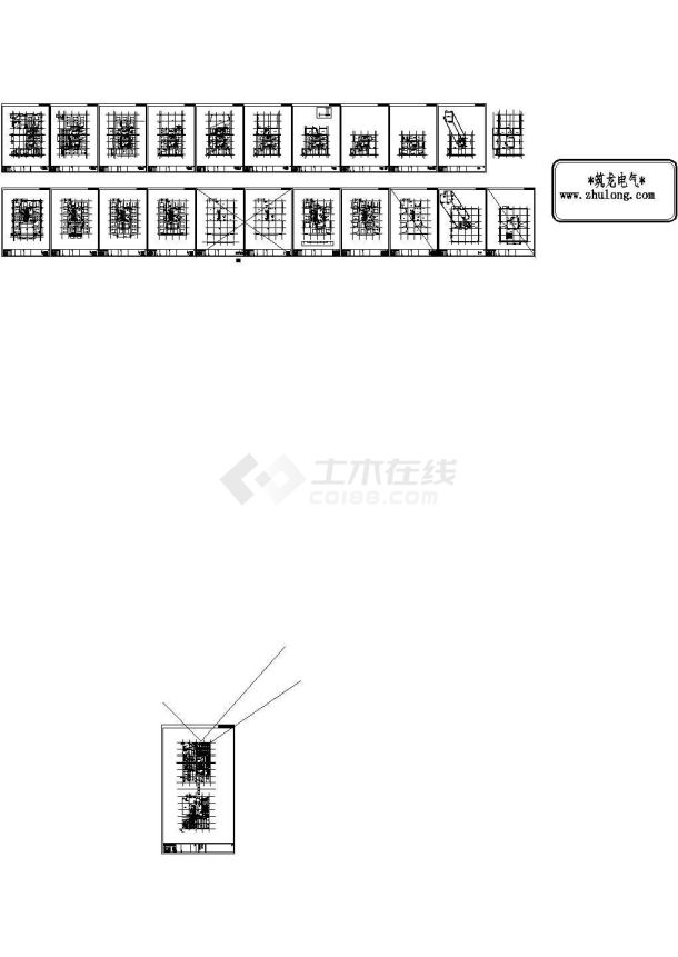 某12层办公楼照明系统施工CAD图纸-图二