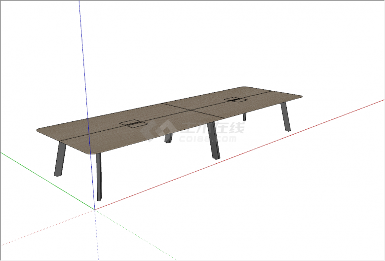 现代简约木质办公桌会议桌su模型-图二