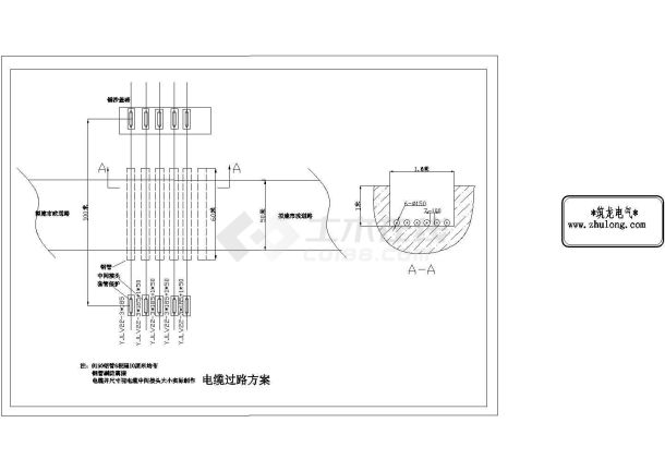 某厂房电缆过路施工详图-图一