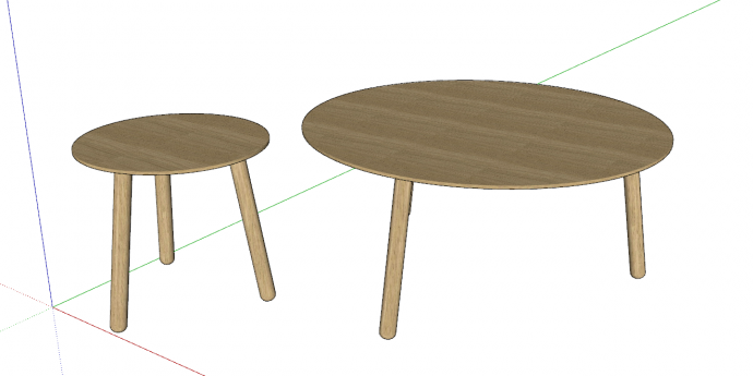 两个一大一小的带三个桌脚的桌子su模型_图1
