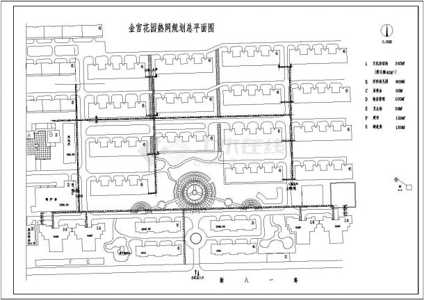 金宫花园热网规划平面设计施工图-图一