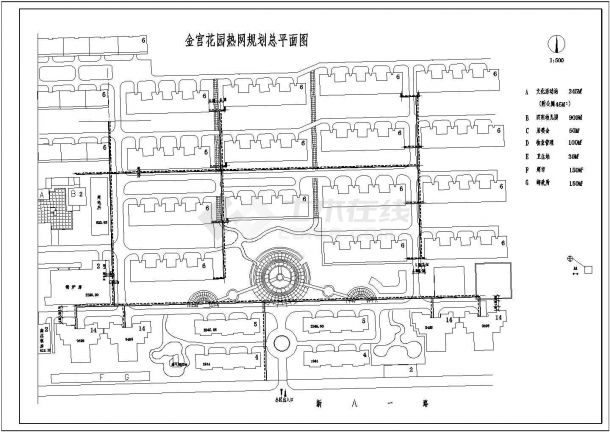 金宫花园热网规划平面设计施工图-图二