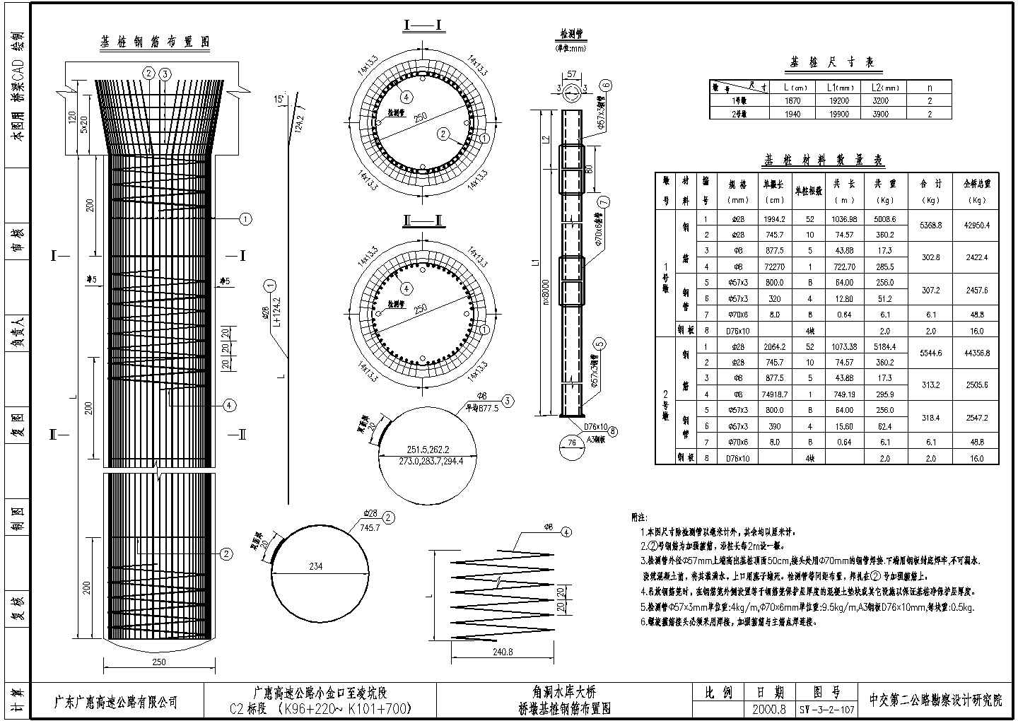 角洞大桥（70+115+70m连续刚构）建筑设计CAD施工图