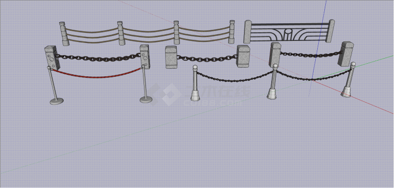 现代铁制栏杆护栏su模型-图二